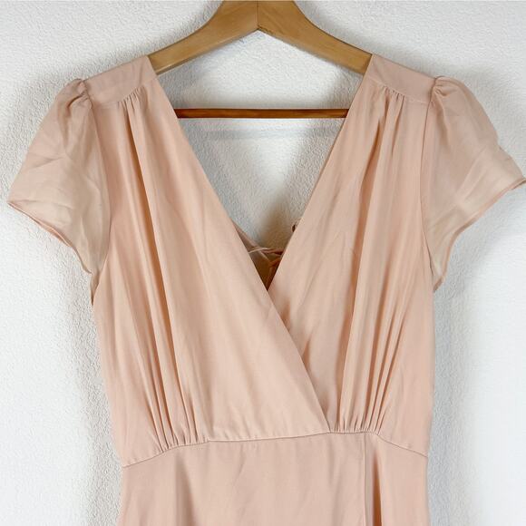 Lulus World on a String Dress Womens Medium Pink Lace-Up Maxi Short Sleeve - Picture 4 of 16